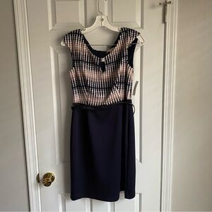 Dress Barn Navy & Pink Cream Dress 8P NWT